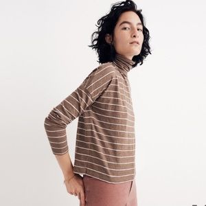Madewell Boxy Turtleneck- brown striped